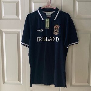 Landsdowne Ireland polo rugby shirt mens L Navy  w/ white trim crest